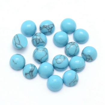 Synthetic Turquoise Cabochons, Half Round, 4x2~4mm