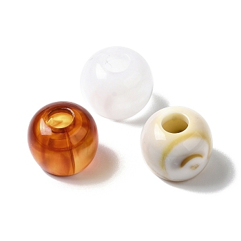 Opaque Two-tone Acrylic European Beads, Large Hole Beads, Rondelle, Mixed Color, 10.5x8.5mm, Hole: 4~6.5mm
