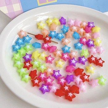 Opaque Acrylic Bead, Star, Mixed Color, 16x16.8x9.6mm, Hole: 3mm, 560pcs/500g