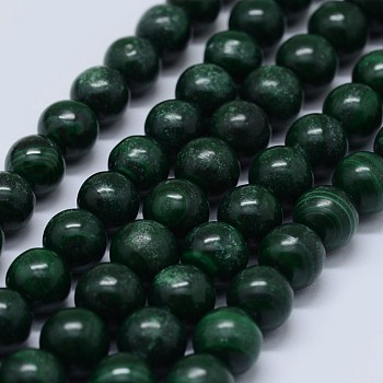 Natural Malachite Beads Strands, Grade B, Round,  4mm, Hole: 0.6mm, about 95pcs/strand, 15.5 inch(39.5cm)