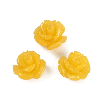 Synthetic Coral Carved Beads, Dyed, Flower, Gold, 10x8.5mm, Hole: 1.3mm