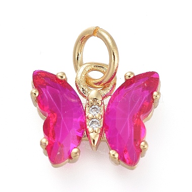 Camellia Butterfly Brass+Glass Pendants