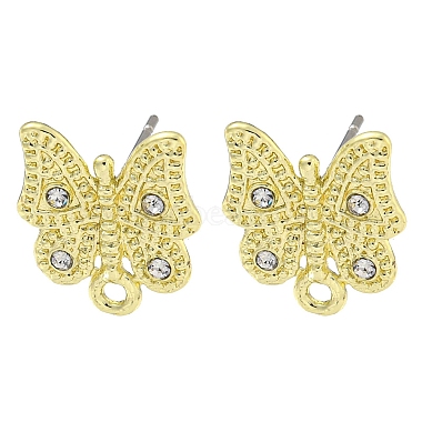 Golden Butterfly Alloy+Rhinestone Stud Earring Findings