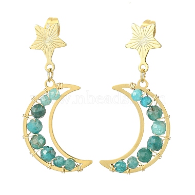 3 Pair 3 Style Natural Mixed Gemsotne Beaded Moon & Star Dangle Stud Earrings(EJEW-TA00320)-4