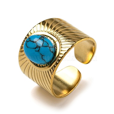 Oval Synthetic Turquoise Finger Rings