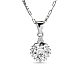 TINYSAND 925 Sterling Silver Flower CZ Rhinestone Pendant Necklaces(TS-N040-S-16)-1