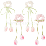 4Pcs 2 Colors Tulip Polyester Elastic Hair Accessories, for Girls or Women, Scrunchie/Scrunchy Hair Ties, Mixed Color, Inner Diameter: 39~42.5mm, 2pcs/color(OHAR-CY0001-15)