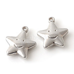 Tarnish Resistant 201 Stainless Steel Charms, Star, Stainless Steel Color, 16.5x14.5x3.5mm, Hole: 1.5mm(STAS-Q195-35)