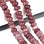 Natural White Jade Beads Strands, Smooth Rondelle, Dyed, Pale Violet Red, 10~10.5x5.5~6mm, Hole: 0.7~1.2mm, about 61~69pcs/strand, 14.37~15.55 inch(36.5~39.5cm)(G-Q613-01F-32)
