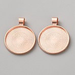 Zinc Alloy Pendant Cabochon Settings, Flat Round Charms, Rose Gold, Tray: 25mm, 36x28x6mm, Hole: 4x6mm(FIND-WH0365-028RG)