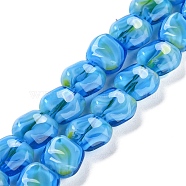 Handmade Milleflori Glass Beads Strands, Square, Deep Sky Blue, 10.5x11.5~12x7mm, Hole: 1mm, about 50pcs/strand, 20.63''(52.4cm)(LAMP-M018-01A-04)