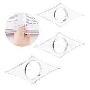 3Pcs 3 Style Transparent Acrylic Thumb Bookmark, Thumb Book Page Holder, Thumb Reading Ring, for Keeping Book Open, Book Lovers Gifts, Rhombus, Clear, 75~84x31~38x6mm, Inner Diameter: 20~25mm, 1pc/style(OFST-BC0001-02)