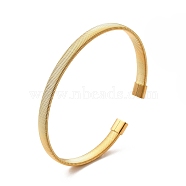304 Stainless Steel Flat Snake Chains Shape Open Cuff Bangle for Women, Real 18K Gold Plated, Inner Diameter: 2-1/2x2 inch(6.25x5.2cm)(BJEW-C033-03G)