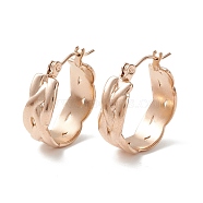 304 Stainless Steel Wide Chunky Hoop Earrings for Women, Rose Gold, 22x19x7mm, Pin: 0.7mm(EJEW-P197-04RG)