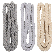 3 Bags 3 Colors 3-Ply Twisted Macrame Cotton Cord, for Handmade Craft, Knitting, Wall Hanging Art, Gift Wrapping, Mixed Color, 9mm, about 139~144cm/pc, 2pcs/bag, 1 bag/color(OCOR-CA0001-30)