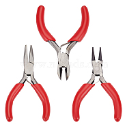 AHANDMAKER 3Pcs 3 Style Carbon Steel Mini Pliers, Flat Nose Pliers, Polishing, Platinum, 75~80mm, 1pc/style(TOOL-GA0001-53)