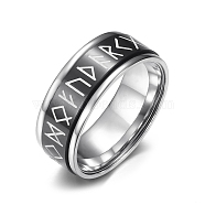 Luminous Titanium Steel Rings for Men, Viking Words Totem, Black, 8mm, Inner Diameter: 19mm(PW-WG58780-02)