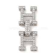 Rack Plating Brass Micro Pave Clear Cubic Zirconia Fold Over Clasps, Long-Lasting Plated, Letter H, Platinum, 28mm, Letter: 12x12x3.5mm, Hole: 1x1mm(KK-H447-16P)