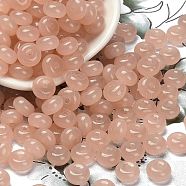 Transparent Colours Glass Seed Beads, Donut, Dark Salmon, 8x5mm, Hole: 1.6mm, about 1047pcs/pound(SEED-C001-01A)