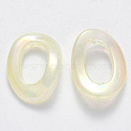 Transparent Acrylic Linking Rings, AB Color Plated, Imitation Gemstone Style, Oval, Beige, 31x22.5x6mm, Inner Diameter: 17.5mm(TACR-T016-07C)