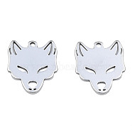 201 Stainless Steel Charms, Halloween Style, Fox, Stainless Steel Color, 15x12.5x1mm, Hole: 1.2mm(STAS-N098-086P)