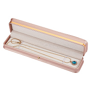 Rectangle PU Leather Necklaces Boxes, Necklace Gift Case, PeachPuff, 24x5.5x4.1cm(LBOX-WH0004-02)
