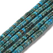 Natural Imperial Jasper Beads Strands, Dyed, Disc, Heishi Beads, Teal, 4~4.5x1.5~3mm, Hole: 1.5mm, about 164~172pcs/strand, 15.75''~16.54''(40~42cm)(G-Q171-A01-01B)