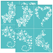 Self-Adhesive Silk Screen Printing Stencil, for Painting on Wood, DIY Decoration T-Shirt Fabric, Turquoise, Butterfly, 280x220mm(DIY-WH0338-217)