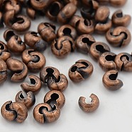 Iron Crimp Beads Covers, Cadmium Free & Nickel Free & Lead Free, Red Copper, 4mm In Diameter, Hole: 1.5~1.8mm(IFIN-H029-NFR-NF)