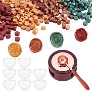 CRASPIRE DIY Wax Seal Stamp Kits, Including Iron Wax Furnace, Brass Spoon, Sealing Wax Particles, Paraffin Candles, Mixed Color, Sealing Wax Particles: 0.9x0.9cm, 3 colors, about 170pcs/color, 510pcs/set(DIY-CP0003-97D)