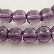 4mm Purple Round Glass Crystal Beads Strands Spacer Beads, 4mm, Hole: 0.5mm, about 84pcs/strand, 13 inch(X-GR4mm06Y)