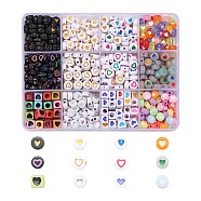 780Pcs DIY Jewelry Making Kits, Opaque & Craft Style & Transparent & Plating & Luminous Acrylic Beads with Heart, Mixed Color, 780pcs/box(DIY-FS0001-34)