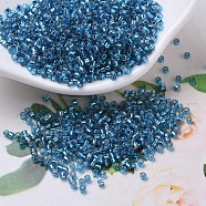 MIYUKI Delica Beads, Cylinder, Japanese Seed Beads, 11/0, (DB0149) Silver Lined Capri Blue, 1.3x1.6mm, Hole: 0.8mm, about 2000pcs/10g(X-SEED-J020-DB0149)