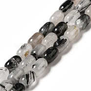 Natural Black Rutilated Quartz Beads Strands, Column, 9x6mm, Hole: 1~1.2mm, about 20~21pcs/strand, 7.09~7.48 inch(18~19cm)(G-G980-16)