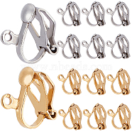 80Pcs 2 Colors 304 Stainless Steel Clip-on Earring Findings, with Loops, Real Gold Plated & Stainless Steel Color, 12x6x11mm, Hole: 1.2mm, 40Pcs/color(STAS-SP0001-24)