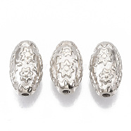 CCB Plastic Beads, Oval with Flower, Silver Color Plated, 23.5x13.5x12.5mm, Hole: 3mm, about 190pcs/500g(CCB-S160-188S)