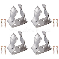 4Pcs 304 Stainless Steel Boat Hook Spring Clamp, Holder Bracket Clip, with 4Pcs Carbon Steel Wood Screws, Stainless Steel Color, 40x35x19mm, Hole: 4mm(STAS-GF0001-17)