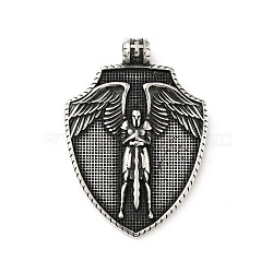 304 Stainless Steel Big Pendants, Sheild with Michael Archangel, Antique Silver, 55.5x39.5x8mm, Hole: 5mm(STAS-P309-23AS)