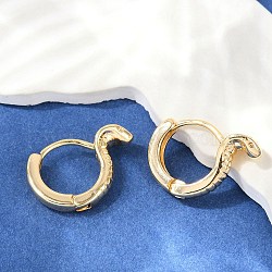 Brass Hoop Earrings, Snake, Real 18K Gold Plated, 12.5x4.5x15mm(EJEW-Q016-13G)