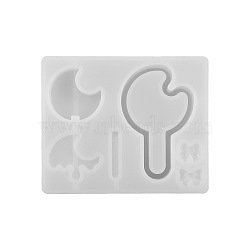 Lollipop Shape DIY Silicone Quicksand Molds, Shaker Molds, Resin Casting Molds, for UV Resin, Epoxy Resin Craft Making, Moon, 64x79x13mm(PW-WG65527-03)