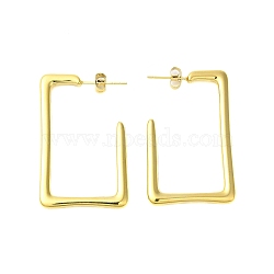 Ion Plating(IP) 304 Stainless Steel Stud Earrings, Real 18K Gold Plated, Rectangle, 40x25x2.5mm(EJEW-H009-01G-05)