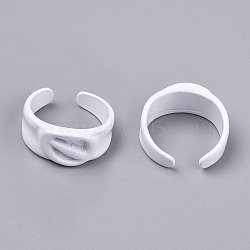 Spray Painted Alloy Cuff Rings, Open Rings, Cadmium Free & Lead Free, White, US Size 7 1/4(17.5mm)(RJEW-T011-34H-RS)
