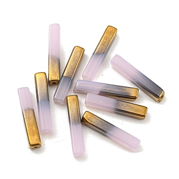 Electroplate Glass Beads, Faceted, Rectangle, Pink, 19.5~20x4x4mm, Hole: 1mm