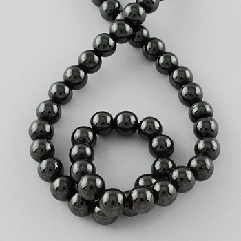 Magnetic Synthetic Hematite Beads Strands, Grade A, Round, Black, 4mm, Hole: 1mm, 15.5 inch