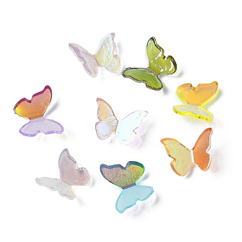 Transparent Resin Cabochons, 3D Butterfly, Mixed Color, 7.5x9.5x3mm