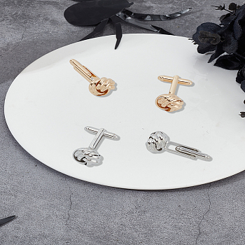 2 Pairs 2 Colors Brass Cufflinks, Twist, Mixed Color, 33x14x14mm, 1 pair/color