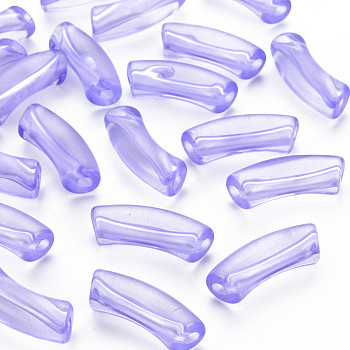 Transparent Acrylic Beads, Curved Tube, Medium Purple, 32x9.5x8mm, Hole: 1.8mm, about 330pcs/500g