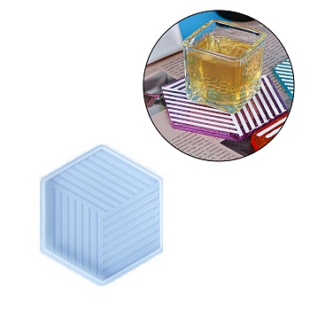 Imitation Cube Coaster Food Grade Silicone Molds, Resin Casting Molds, for UV Resin & Epoxy Resin Craft Making, Hexagon, White, 118x105x8mm