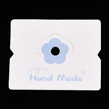 Paper Foldable Header Cards, Flower Printed Packaging Paper Card with Hanging Hole, Rectangle, Cornflower Blue, 5x6.2x0.04cm