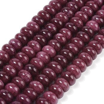 Dyed Natural White Jade Beads Strands, Rondelle, Purple, 10x6mm, Hole: 1.2mm, about 63pcs/strand, 14.88''(37.8cm)